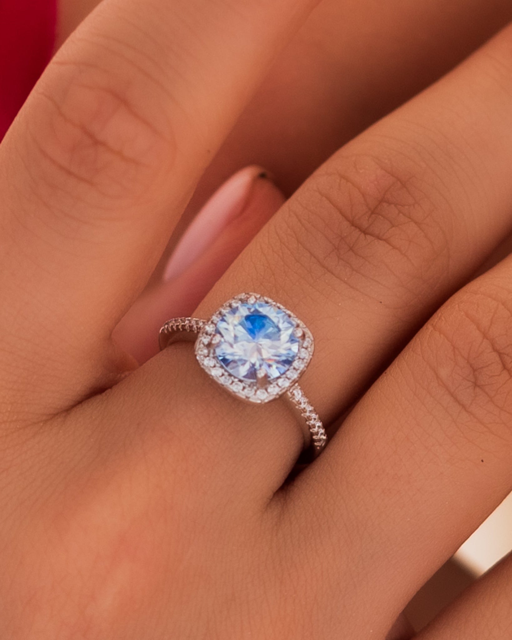 2 CT Blue Moissanite Silver Ring | VVS1 & GRA Certified