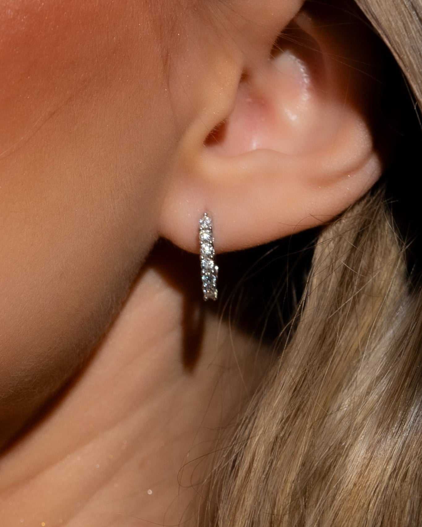 0.3 CT  Moissanite Silver Huggie Hoop Earrings | VVS1 & GRA Certified