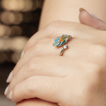 925 Sterling Silver Adjustable Peacock Feather Ring