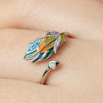 925 Sterling Silver Adjustable Peacock Feather Ring