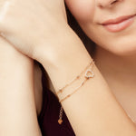 925 Sterling Silver 18K Rose Gold Heart Bracelet