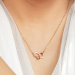 925 Sterling Silver Double Heart Butterfly Necklace