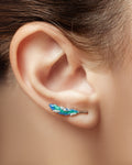 925 Sterling Silver Blue Feather Ring & Earrings Set