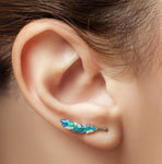 925 Sterling Silver Blue Feathers Earrings