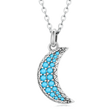 925 Sterling Silver Blue Turquoise Moon Necklace