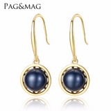 925 Sterling Silver Circle Natural Pearl Earring