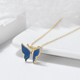 925 Sterling Silver Open Blue Butterfly Necklace