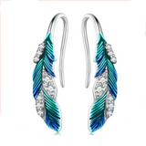 925 Sterling Silver Blue Feathers Earrings