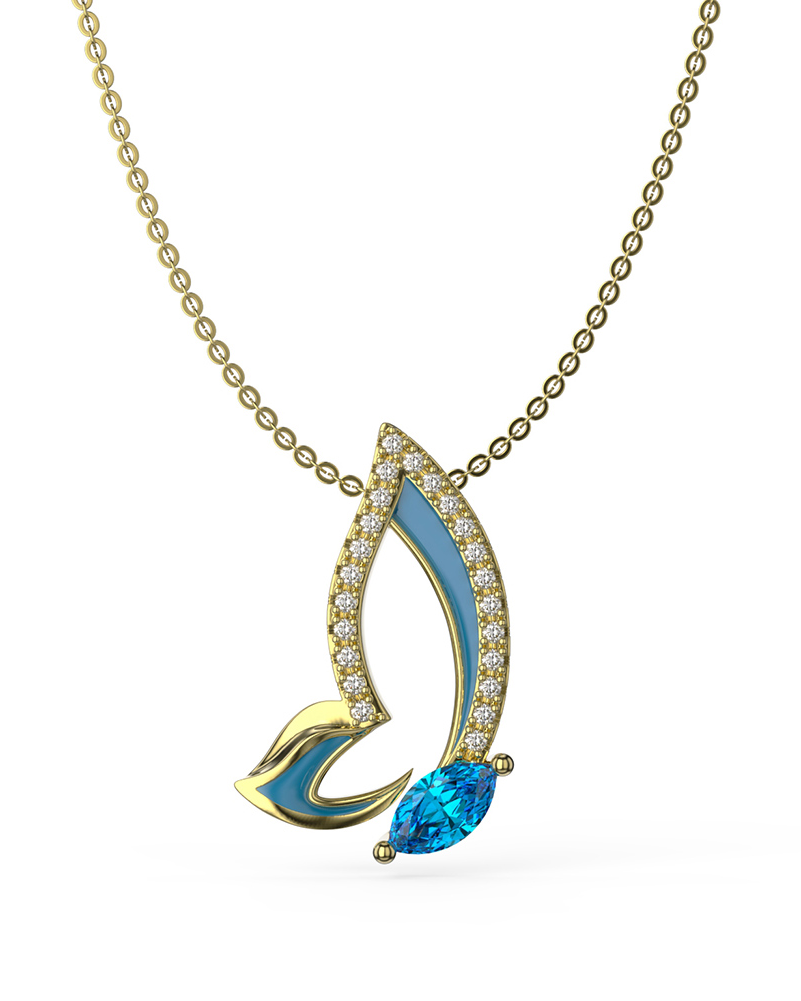 925 Sterling Silver Blue Butterfly Necklace