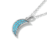 925 Sterling Silver Blue Turquoise Moon Necklace