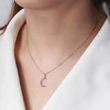 925 Sterling Silver Half Moon Necklace