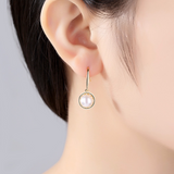 925 Sterling Silver Circle Natural Pearl Earring