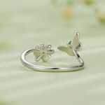 925 Sterling Silver Adjustable Blue Butterfly Ring