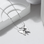 925 Sterling Silver Open Blue Butterfly Necklace