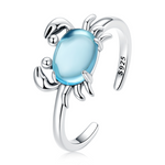 925 Sterling Silver Cute Crab Open Ring