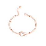 925 Sterling Silver 18K Rose Gold Heart Bracelet