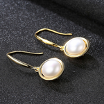 925 Sterling Silver Circle Natural Pearl Earring