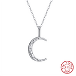 925 Sterling Silver Half Moon Necklace