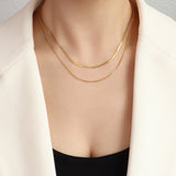 Double Flat Snake Chain Necklace